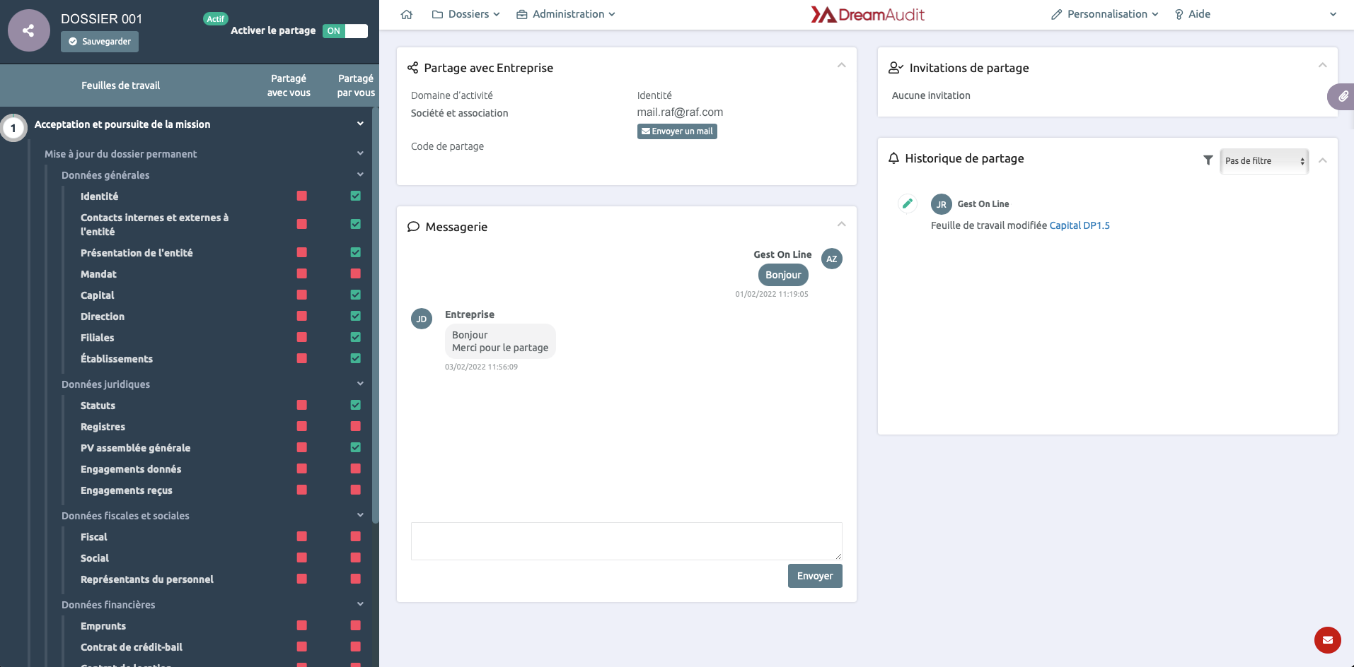 DreamAudit partage